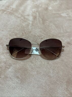 DKNY Gold Frame Sunglasses with Brown Gradient Lenses